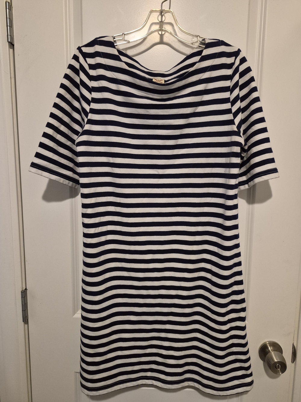 Faded Glory Navy & White Striped Short Sleeve Tee Dress